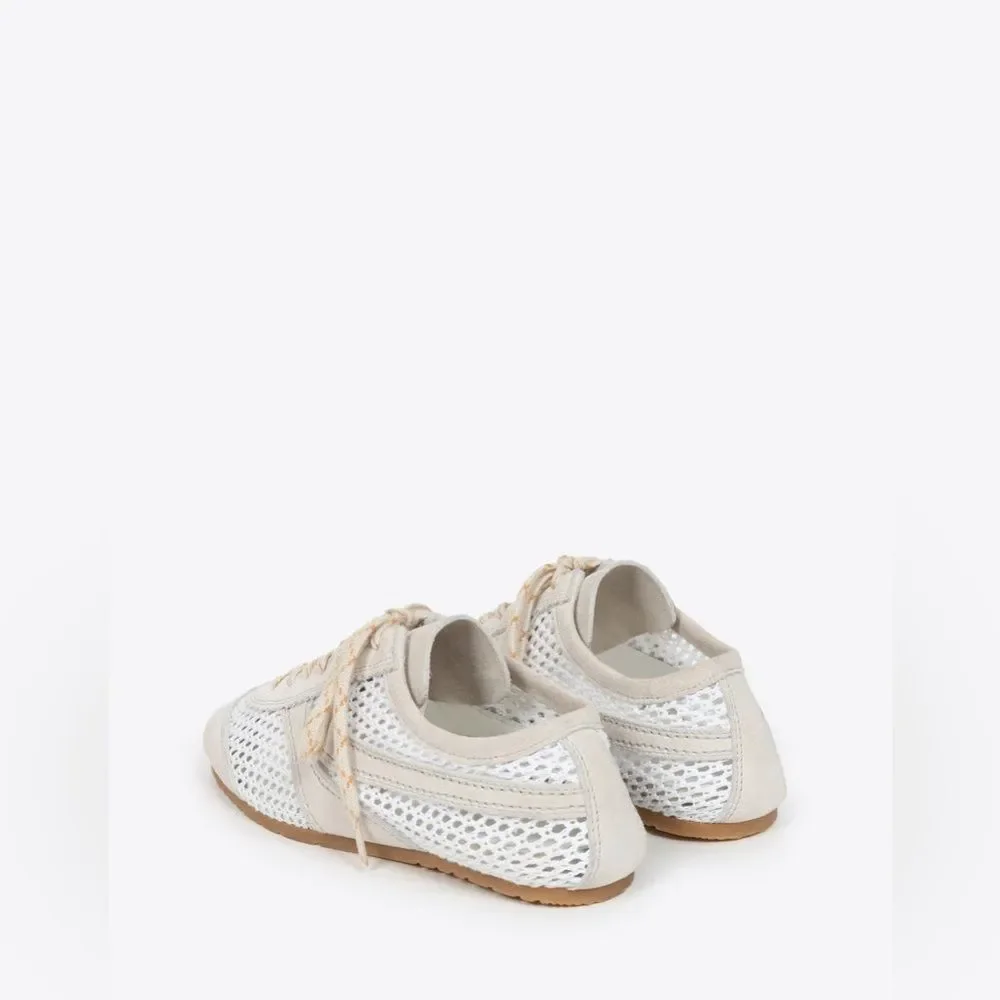 Dries Van Noten mesh and suede low-top sneakers in white and beige